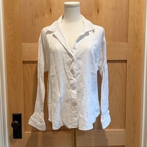 Abercrombie & Fitch White Crinkle Texture Button-Down Shirt